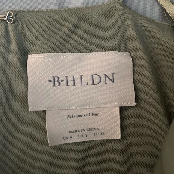 Anthropologie BHLDN moss/sage color Lyra V-Neck Faux-wrap Crepe Midi Dress - Picture 2 of 5